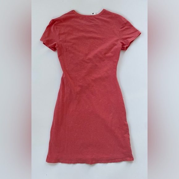 Anthropologie SUNDRY Women's Peachy Orange Ruched T-shirt Dress Mini MEDIUM NWT - Picture 2 of 8